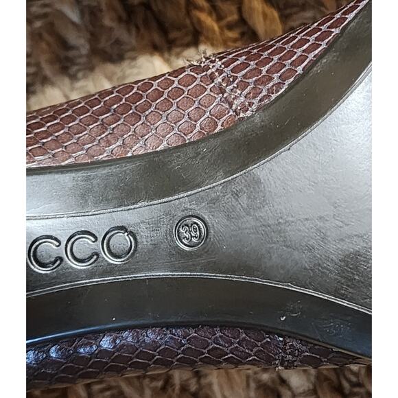Ecco Shape 55 Plateau Stack Ankle Boots Womens 8 Brown Coffee Leather Snake New! - Picture 12 of 13